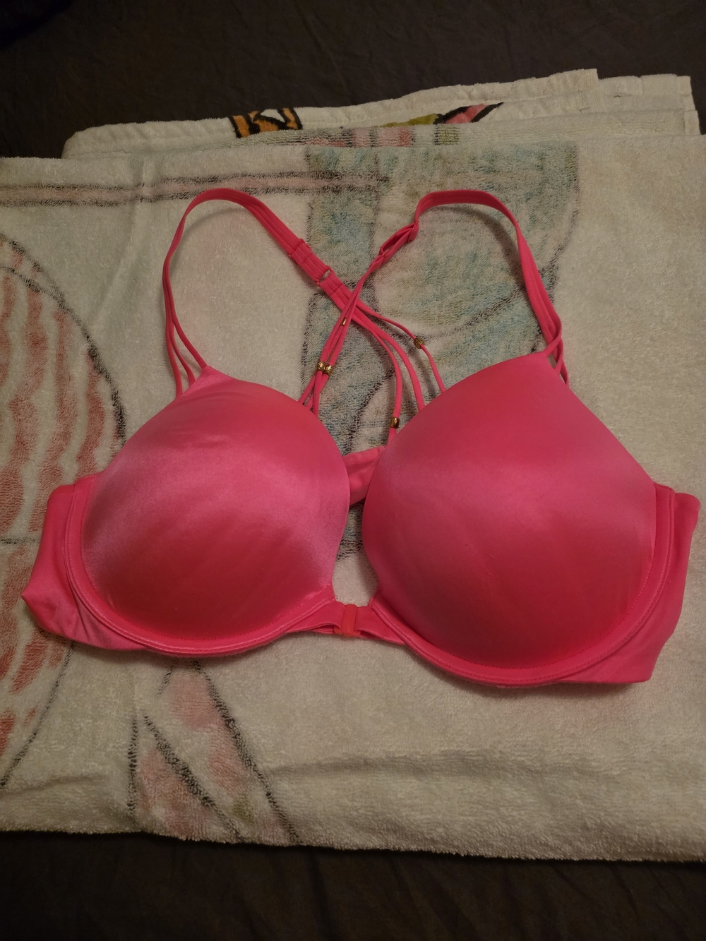 Victoria's Secret Neon Pink Strappy Push-Up Bra Size 38C